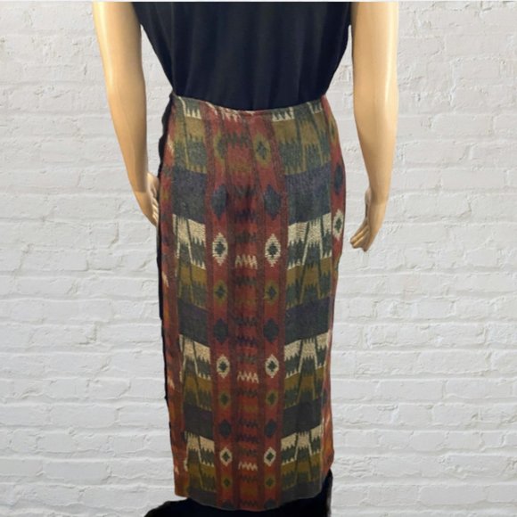 VINTAGE GABRIELLA -- Maxi Skirt, Southwest Print, Wrap Around, Velcro Closure - Picture 2 of 11